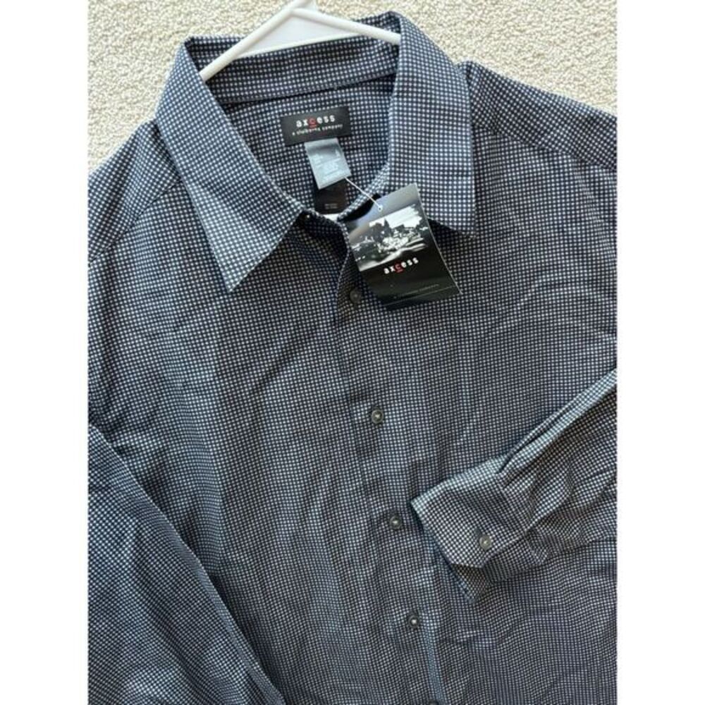 Axcess Dress Shirt Mens‎ Large Black Grey Geometric Long Sleeve Button